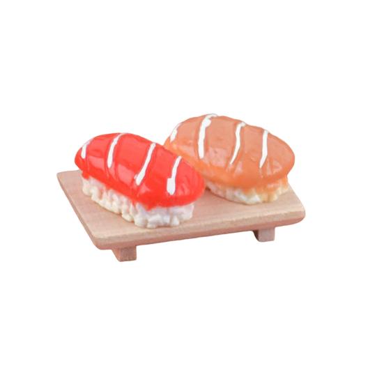 1 Satz 1:12 Puppenhaus Lebensmittel Realistische Miniatur Sushi Modell mit Platte Pretend Spielen Spielzeug für Micro Landschaft