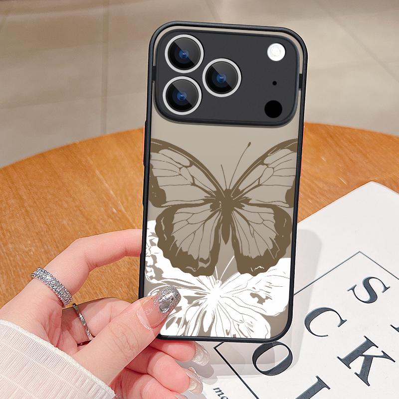 Simple Butterfly Print Case For iPhone 17 Air 16e 16 15 14 Pro Max 13 15 Pro 17 Pro 17 Shockproof Soft Edge Hard PC Matte Phone Cover