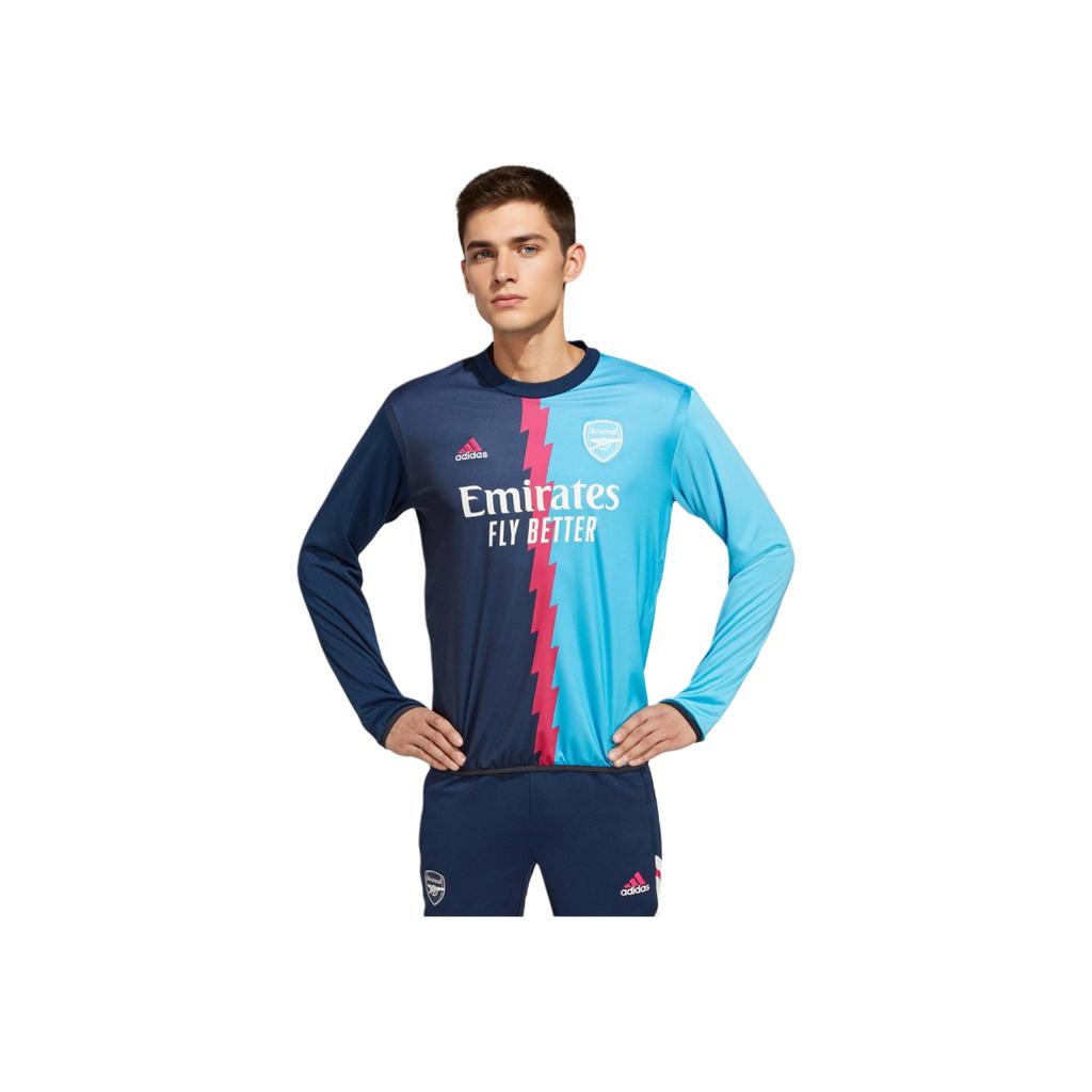 Adidas Arsenal Aeroready 22/23 Color Block Long Sleeve Football Shirt Men Tops Navy-Blue Sky-Blue HT4452