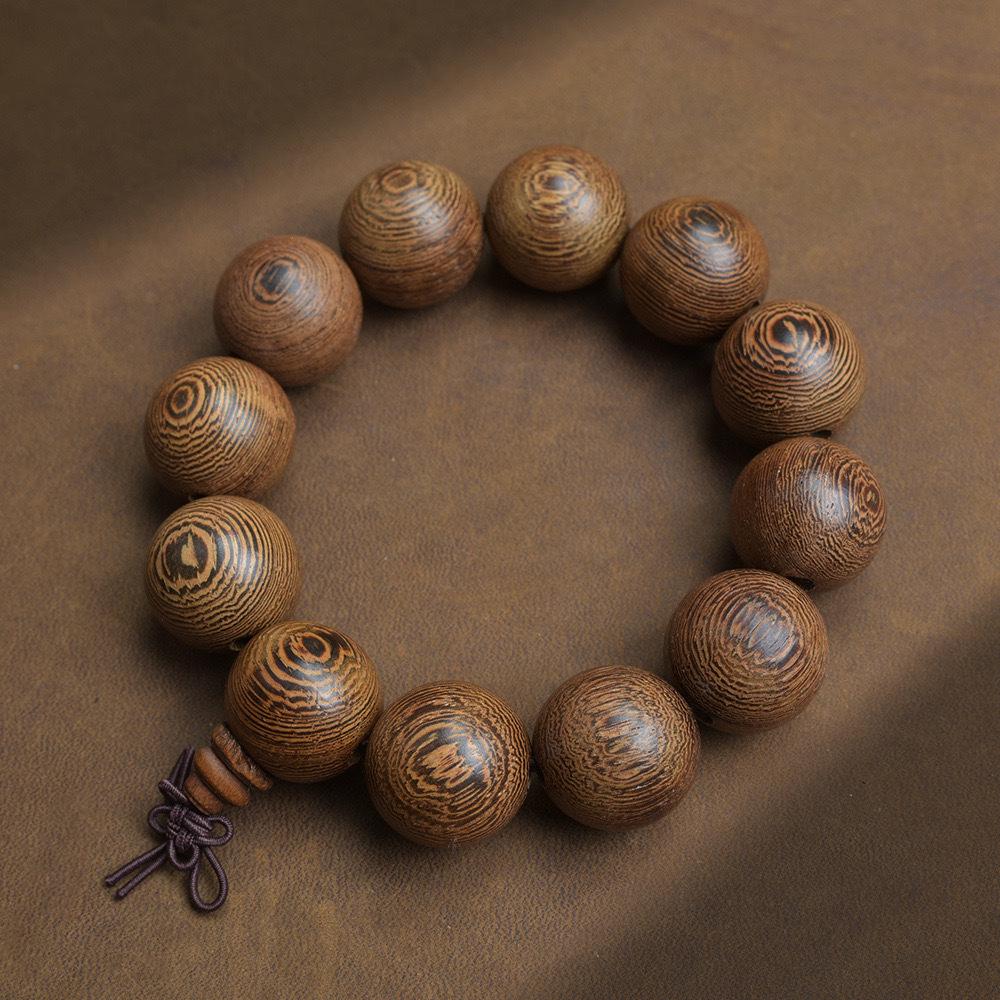 Buddhistisches Gebetsperlenarmband: 108 Hühnerflügelholz Sandelholzperlen