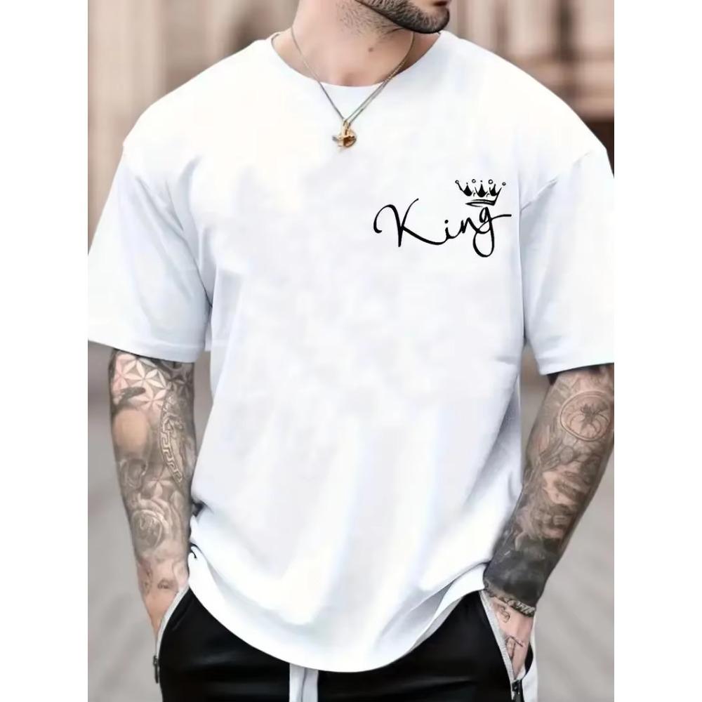 Black king letter graphic printing men's creative top casual short-sleeved round neck cottonT-shirt summer outdoor men's T-shirt