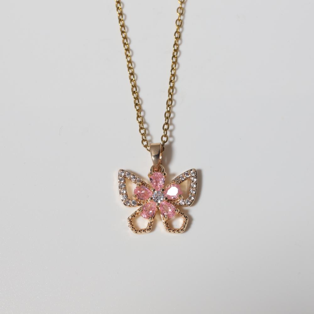 Fashion Artificial Crystal Butterfly Pendant Necklaces for Women Zirconia Necklace Wedding Party Jewelry Accessories