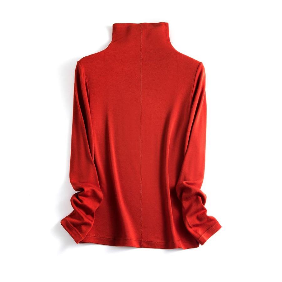 Cashmere Protein Essence Basic Shirt Women's Warm Pullover Iron Free High Collar Stacked Collar Underwear T Shirt Women