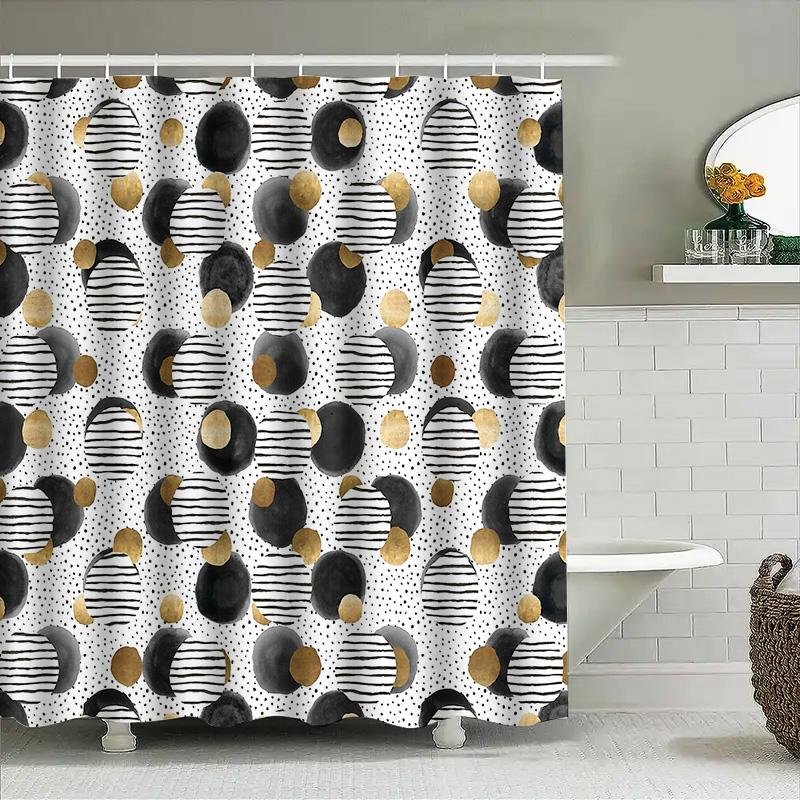 Boho Shower Curtain Set Modern Abstract Geometric Art Bathroom Decor Waterproof Fabric Liner Vintage Farmhouse Style