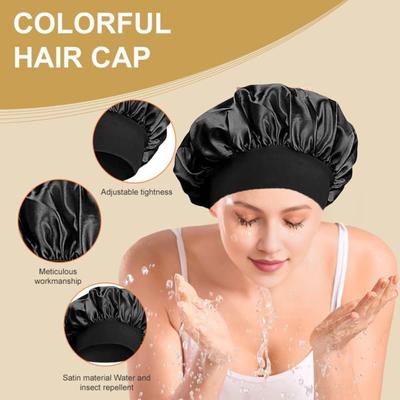 Nightcap with Elastic Wide Band Extra Large Sleeping Satin Bonnet Smooth High Density Women Braids Curly Night Hat Sleeping Cap for Home Salon
