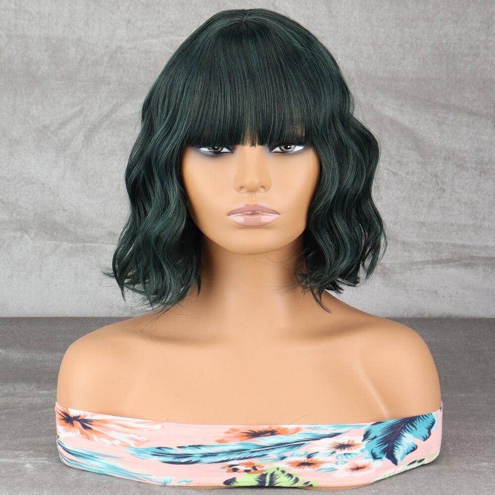 LISI HAIR Perucă Bob Scurt Ondulat pentru Femei, cu Breton, Fibră Sintetică, Cosplay, Purtare Zilnică, Perucă Scurtă Ondulată pentru Femei