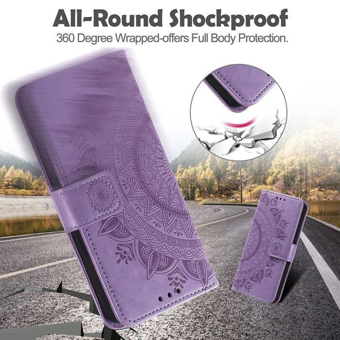 Coque de Protection - BOOLING - Samsung Galaxy A17 5G/4G - Synthécuir Motif Mandala Violet - 2 Vitre