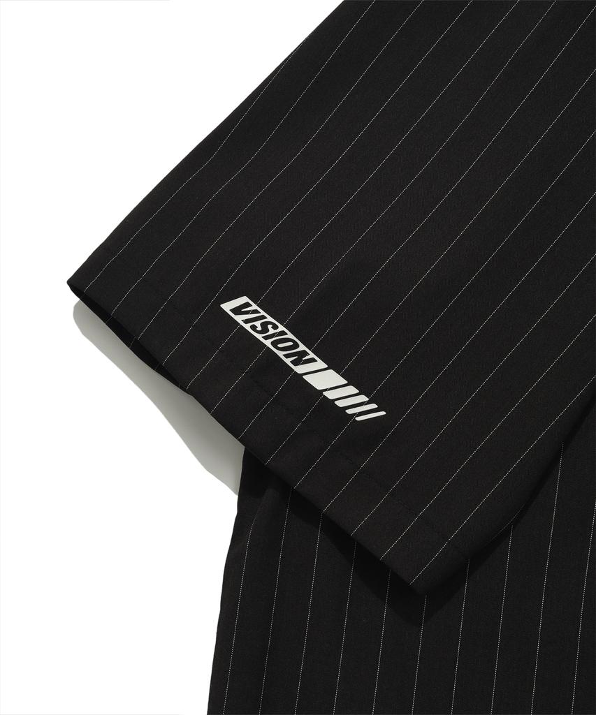 VISION STREETWEAR Vsw Camicia a Righe con Collo Aperto Nera