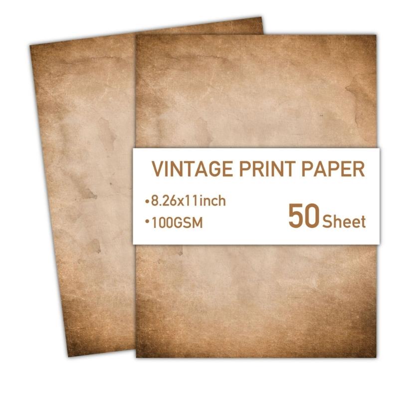

50 Sheets A4 Double-Sided Printable Letter Paper Retro Letter Paper Writing Paper Printing Paper for Invitations Crafts