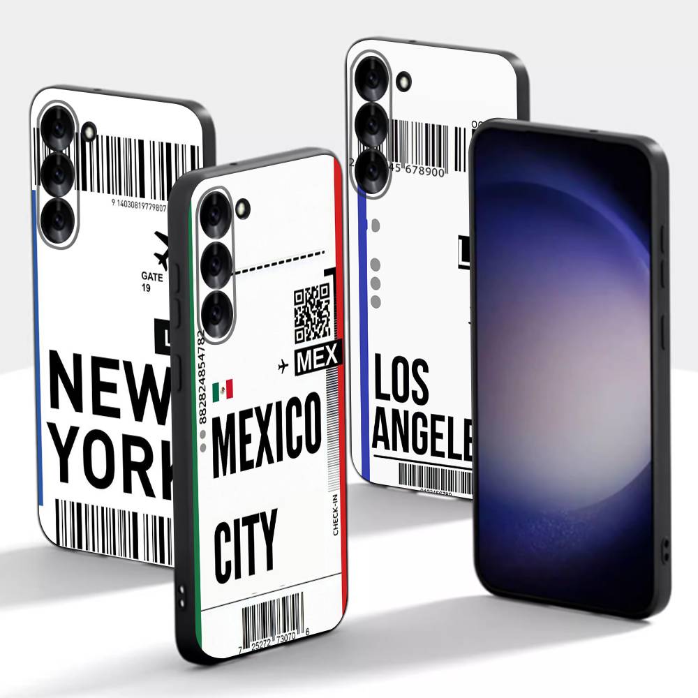 Funny World City Tourist Ticket Label Case For Samsung Galaxy Case S25 S23 S22 S21 S30 S20 S10 Ultra Plus FE TPU Soft Cover