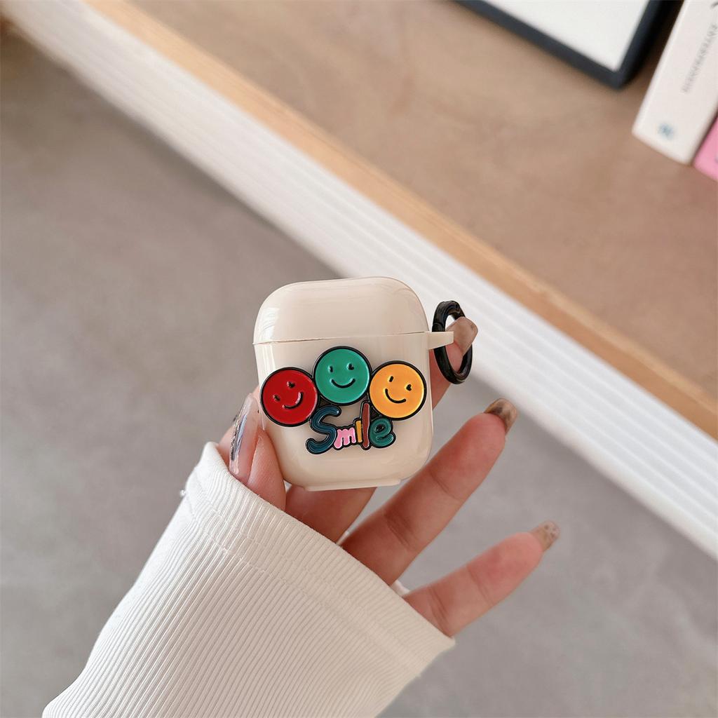 Ins Internet celebrity smiley face pentagram for AirPods pro earphone case cute apple 2 3 generation protective case female 1