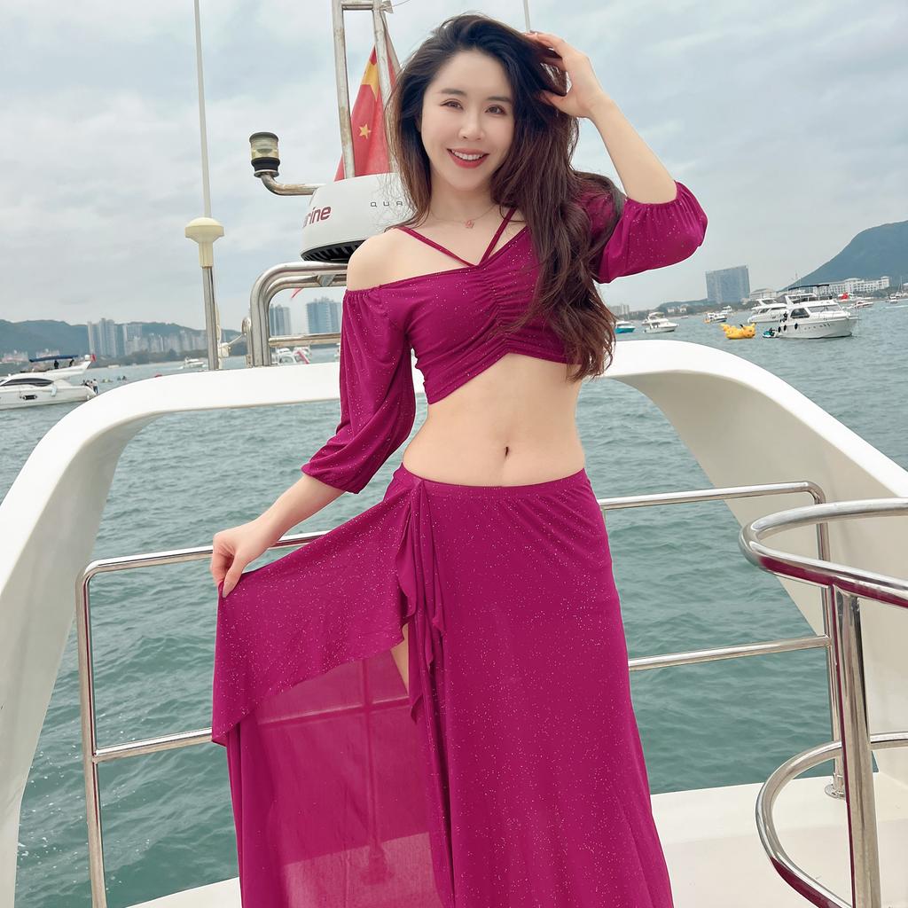 Long Skirt Swing Dance Skirt Belly Dance Skirt French Court Skirt Set Eastern Dance Performance Training Class Uniform