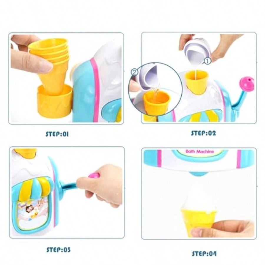Bath Bubble MachineBath Toys For Toddlers 34 Years Ice Cream Foam Maker Bath Toys For Ages 48 Bubble Pretend Cake Play Set Water Bathtub Ice Cream Toy