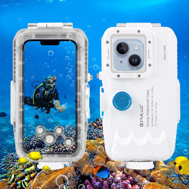 

Водонепроникний чохол PULUZ 40m/130ft для iPhone 14 / 14 Pro білий