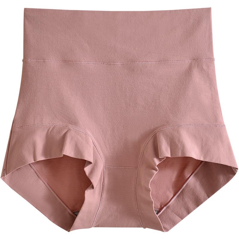 Majtki damskie z czesanej bawełny z wysokim stanem, antybakteryjne, kontrolujące brzuch - rozmiar plus, jednolite kolory