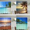 VIKAMA Blue Sky Beach Shower Curtain, Bathroom Privacy Protection Shading Shower Curtain Fabric, Waterproof Shower Curtain