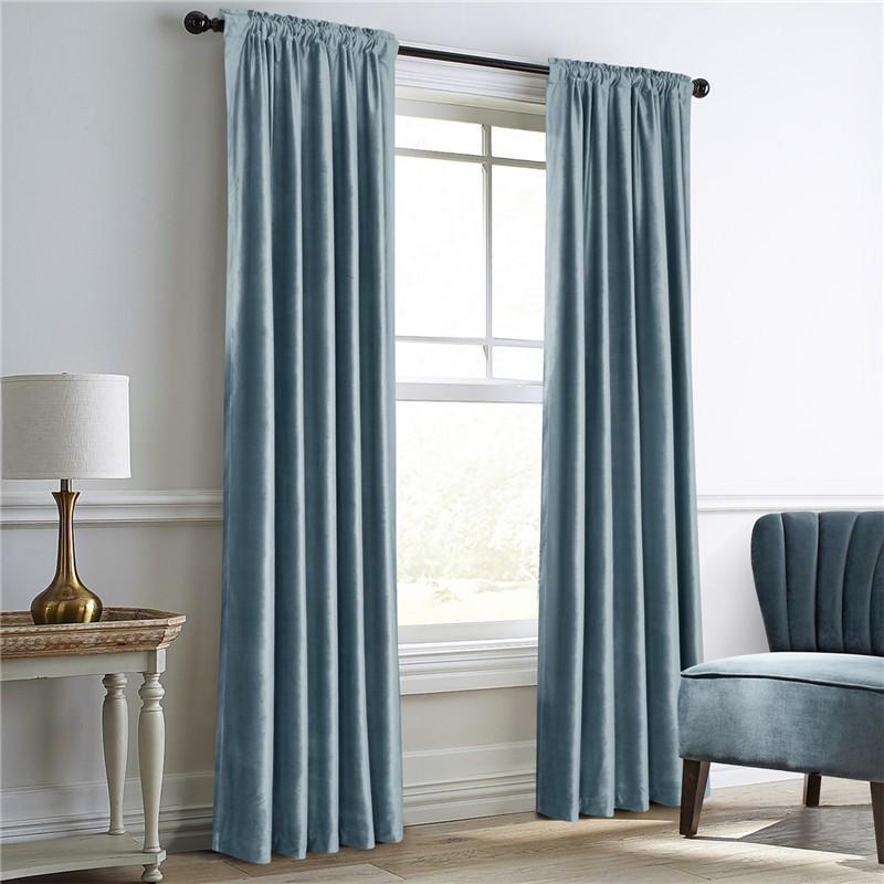 Fleece Solid Color Blackout Curtain Cloth, Living Room Bedroom Blackout Curtain Finished Multi-Color