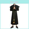 Atemberaubendes Priesterkostüm in Schwarz und Gold für Herren, perfekt für Halloween-Bühnenauftritte