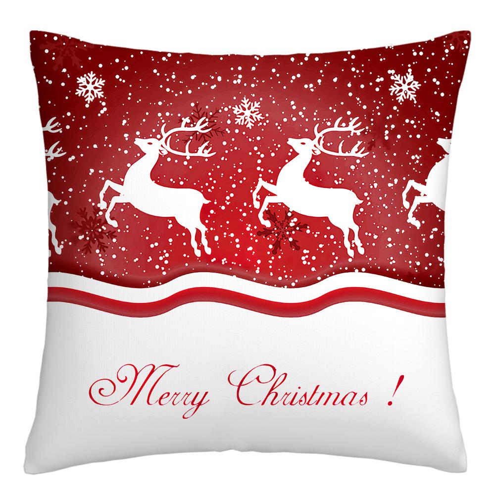Happy New Year Christmas Decorations Printed Cushion Cover Home Living Room Sofa Decoration Square Pillowcase 45x45cm