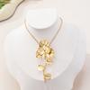 1set 3pcs 2024 New Vintage Golden Floral Earrings Unique Design High-End Quality Statement Dangle Earrings Necklace For Women Party And Daily Wear