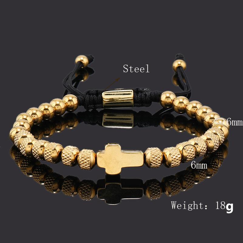 Luxury Stainless Steel Cross Charms Man Bracelet For Women Titanium Steel Beaded Zircon Gift Adjustable Bracelet