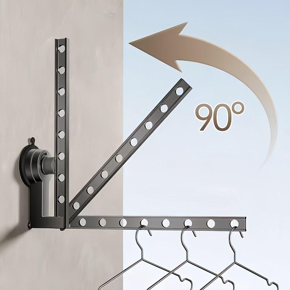 Non-Punching Suction Cup Clothes Drying Rack Wall-mounted Retractable Laundry Rack  Travel