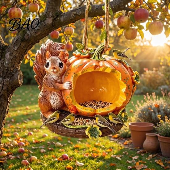 Easy Clean Hanging Bird Feeder Resin Squirrel Feeder, Outdoor Decorative Tree Garden Wild for Backyard Patio Decoration Weather Resistant House
