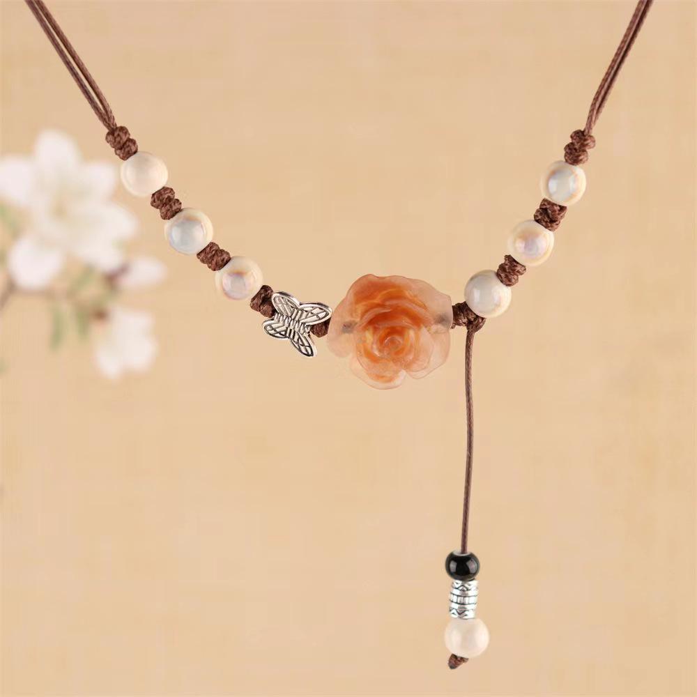 Qingge Ethnic-Style Butterfly Pendant Necklace for Women