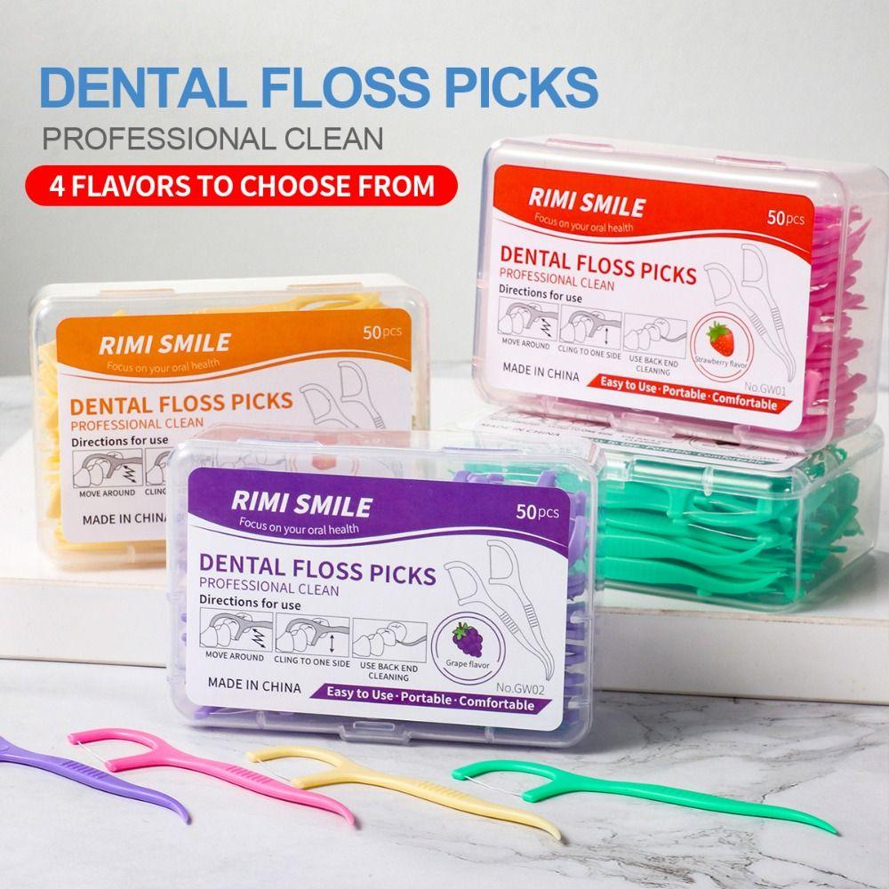 Portable Fruit Flavored Floss 4 Flavors Teeth Cleaning Tool Dental Floss Stick  Dental Hygiene