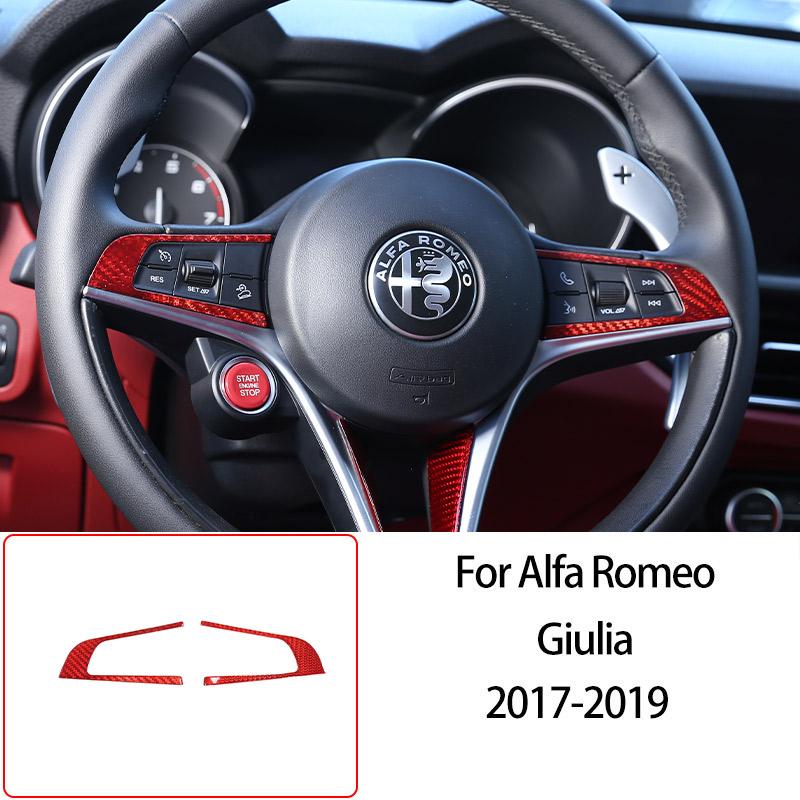 For Alfa Romeo Giulia 2017-2025 Red Real Carbon Fiber Car Interior Trim Sticker Accessories Car Modification
