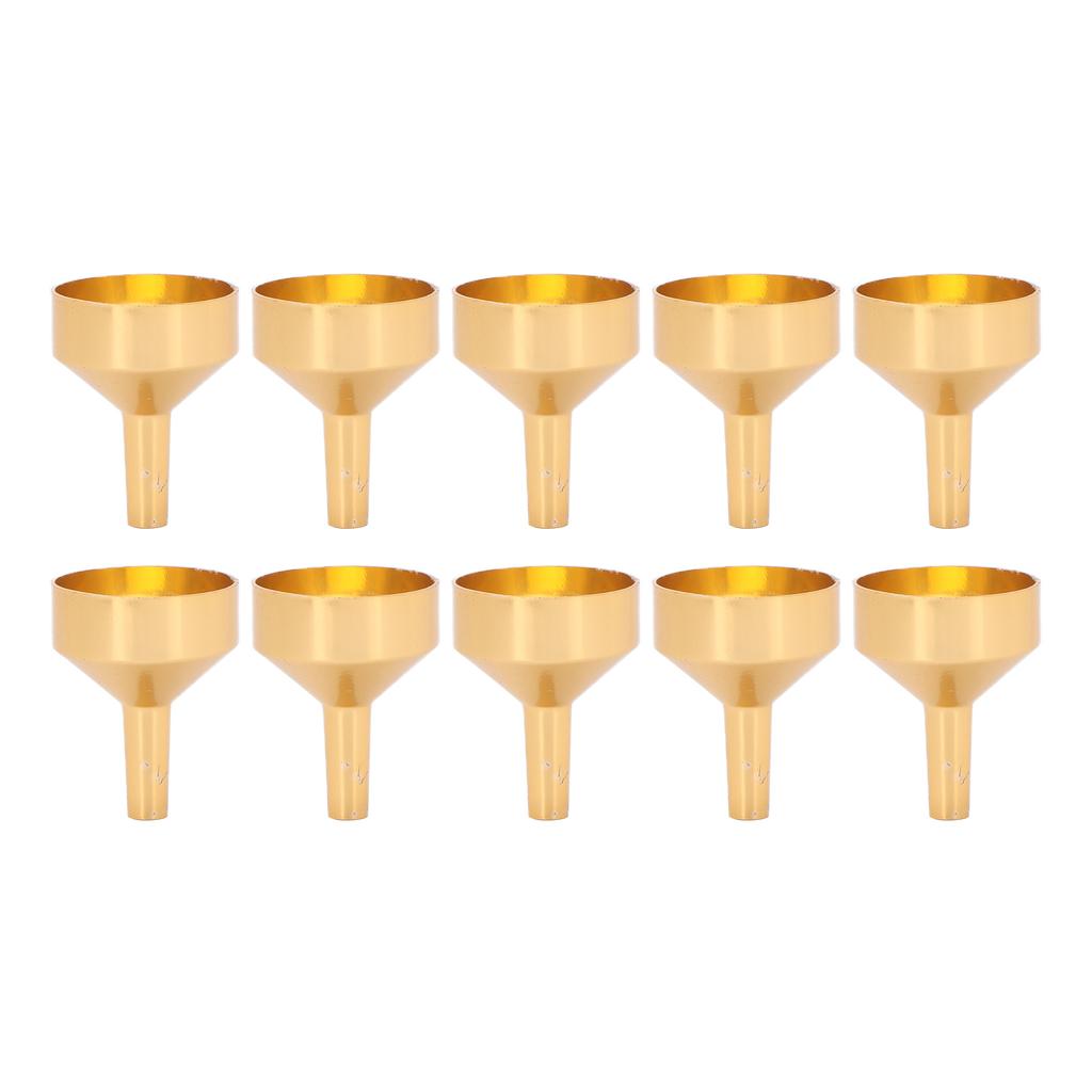 10pcs Metal Small Funnel Mini Aluminum Alloy Funnel for Filling Bottles and Transferring Cosmetics PerfumeGold