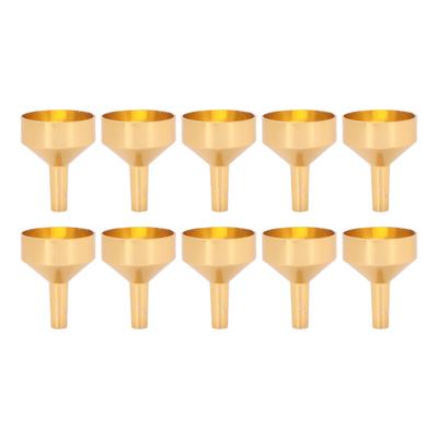 10pcs Metal Small Funnel Mini Aluminum Alloy Funnel for Filling Bottles and Transferring Cosmetics PerfumeGold