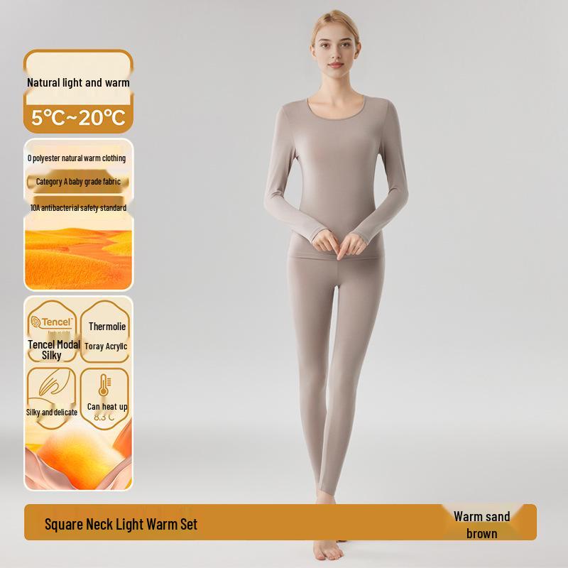 Women's Seamless Modal Thermal Underwear Set - Ultra-Thin, High Elasticity, Lightweight Warm German Velvet Base Layer for Autumn Winter.