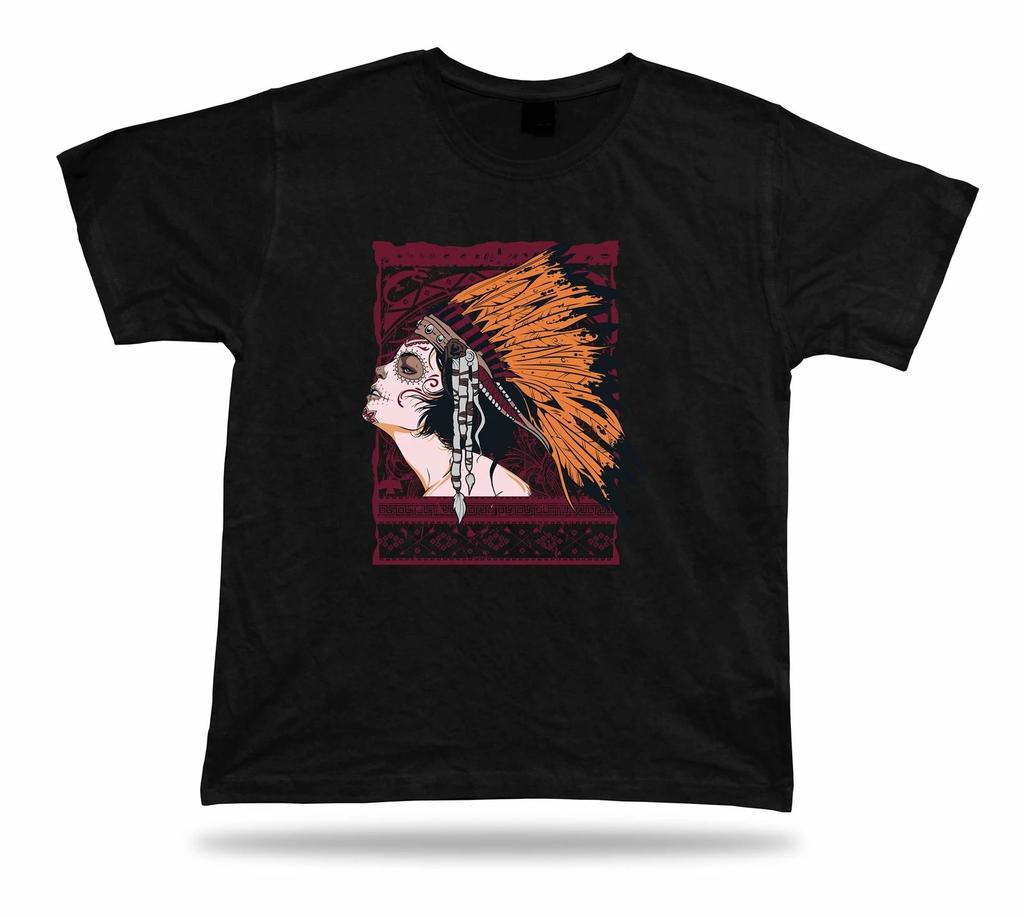 Tshirt Tee Shirt Birthday Gift Idea Indian Girl Skull Makeup Native American