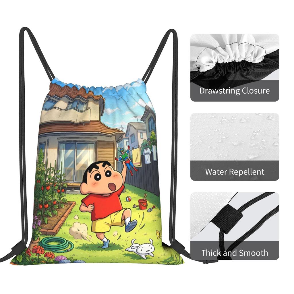 Custom Crayons Shins Chans Drawstring Bag for Shopping Yoga Backpacks Women Men Cartoon Sports Gym Sackpack