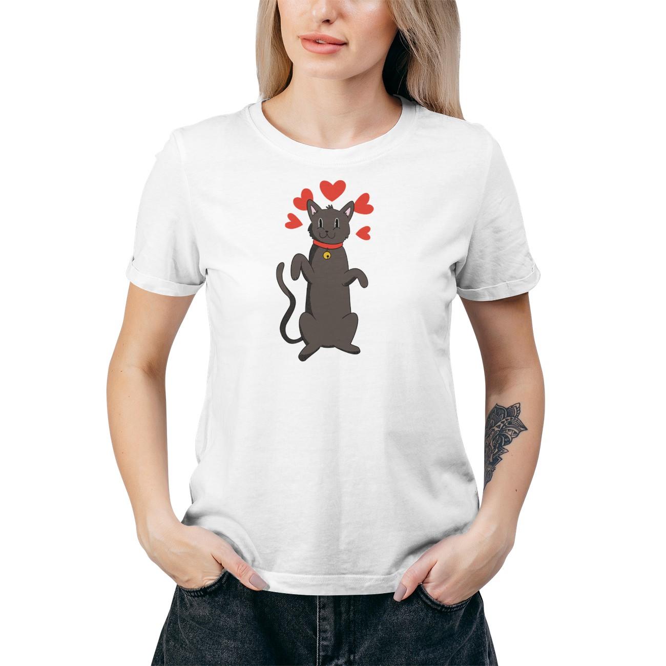 

Футболка Cat Lover Design, удобная женская футболка, футболка с короткими рукавами и круглым вырезом S белый