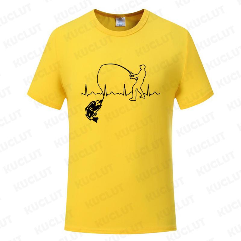 Fashion Fishing ECG T-shirt for Men Funny Design Graphic Y2k Tops Summer Short Sleeve Tees Gift for Fishing Lover Clothing