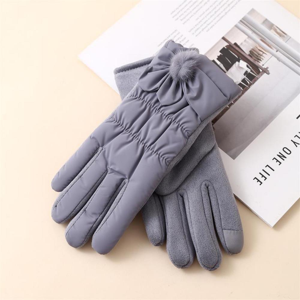 Winter Thickened Touchscreen Gloves Warm Down Cotton Cycling Gloves Windproof Anti-Cold Women Gloves Korean Style