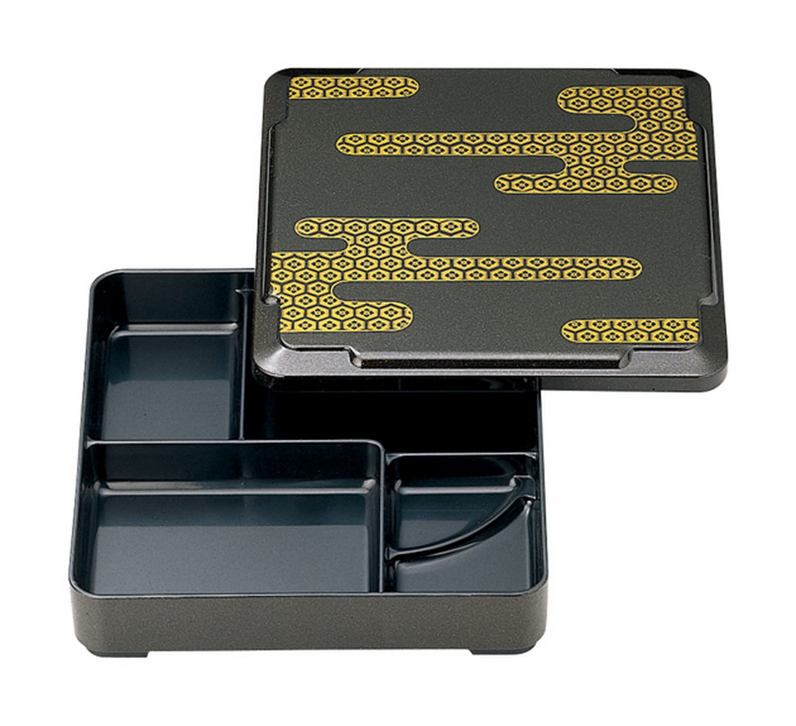 

Fukui Craft Sengoku Bento Black Interior 23213590 7-inch Box, Cloud-Shaped (Lid)