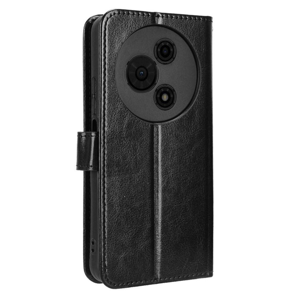 For TCL 605 4G/60 SE Case Crazy Horse Texture PU Leather Phone Wallet Cover with Wrist Strap