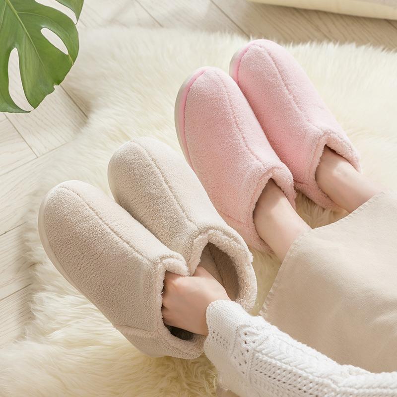 High bag heel cotton slippers autumn and winter new thick-soled household confinement shoes warm winter home indoor cotton shoes women