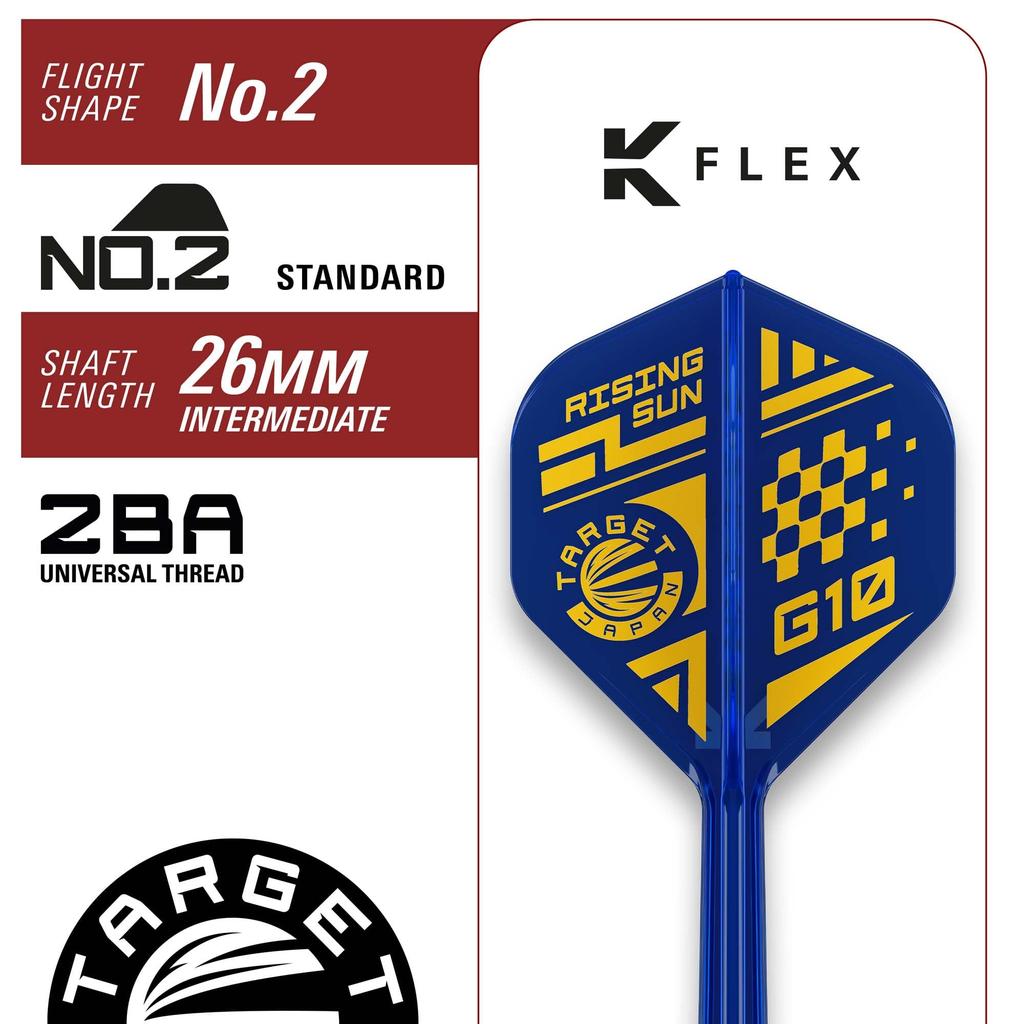 Target Japan RISING SUN GEN10 Haruki Muramatsu Tungsten Swiss Point Steel Tip Darts Set with Flights and Shafts 95% K-Flex K-Flex (STEEL DARTS)