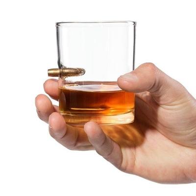 Whiskey Glass Encrusted with a Real Bullet Alcohol Glass