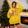 Women's Christmas Print Hooded Sweatshirt Casual Long Sleeve Pullover Top for Holiday Winter Wear