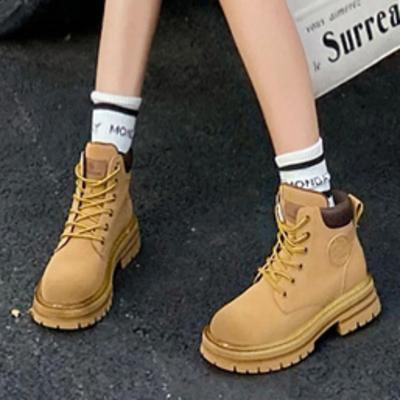 Fashion Winter Women Boots Medium Heel Comfortable Ankle Ladies Boots Fashion Designer Shoes Solid Color  Lace-Up  Chaussure  Femme