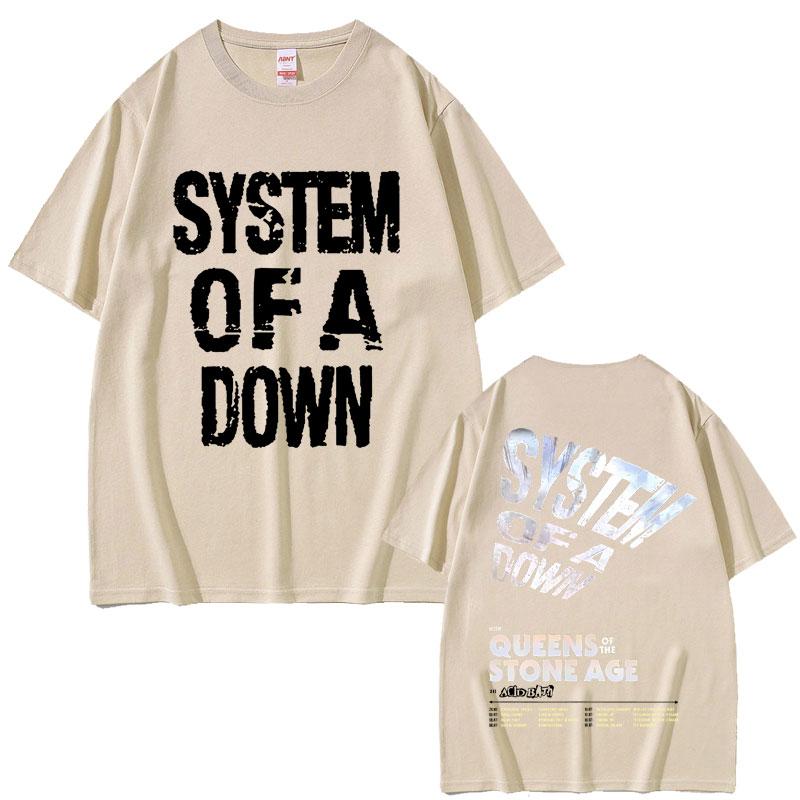 2025 Summer Limited System of A Down Tour 2026 Men Women Rock Vintage Oversized Mens Leisure Cotton Short Sleeve Tshirts