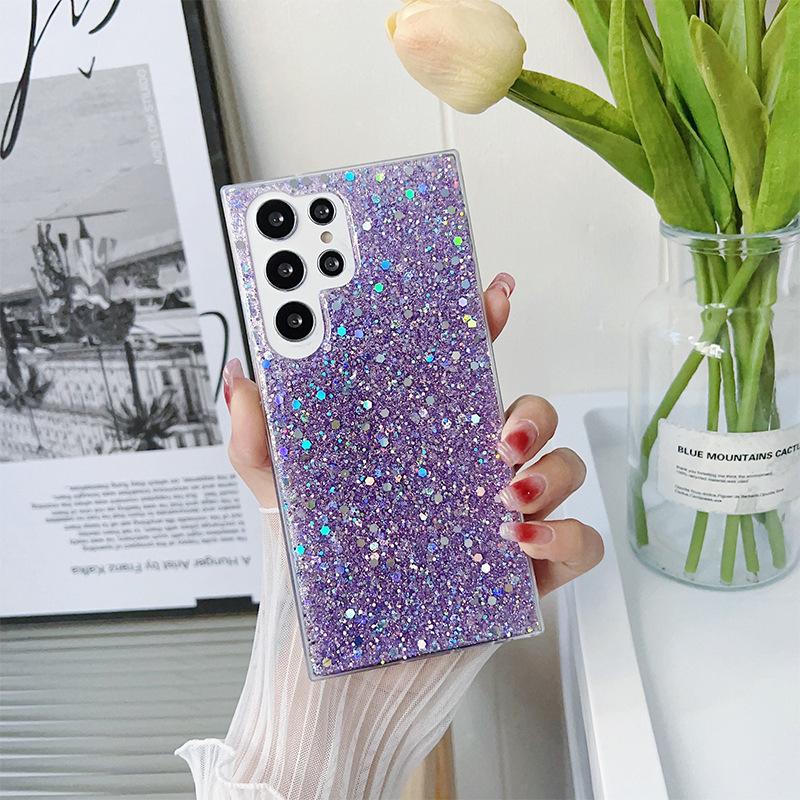 

For Korea for Samsung S24ultra Mobile Phone Case Glue Glitter Sequin S25plus Soft Case A16 Fashion S23 For Samsung S24FE