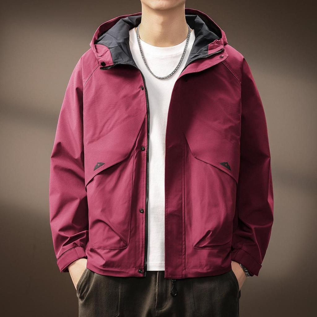 Premium Men's Outdoor Hooded Windbreaker - Functional, Durable, Autumn/Winter Jacket with Loose Fit and Three-Proof Technology