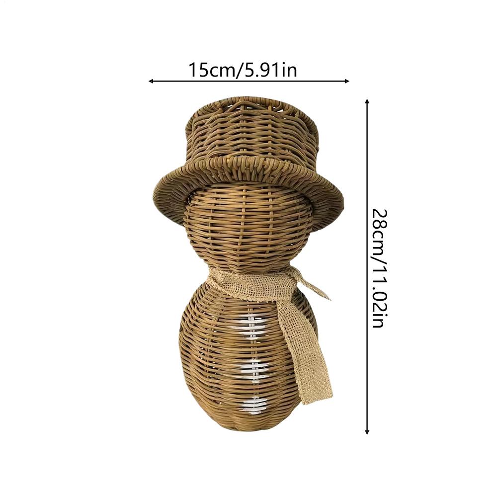 

Christmas Snowman Faux Rattan Table Centerpieces Winter Rustic Snowman Figurines with Hat for Indoor Outdoor Bedroom Living Room