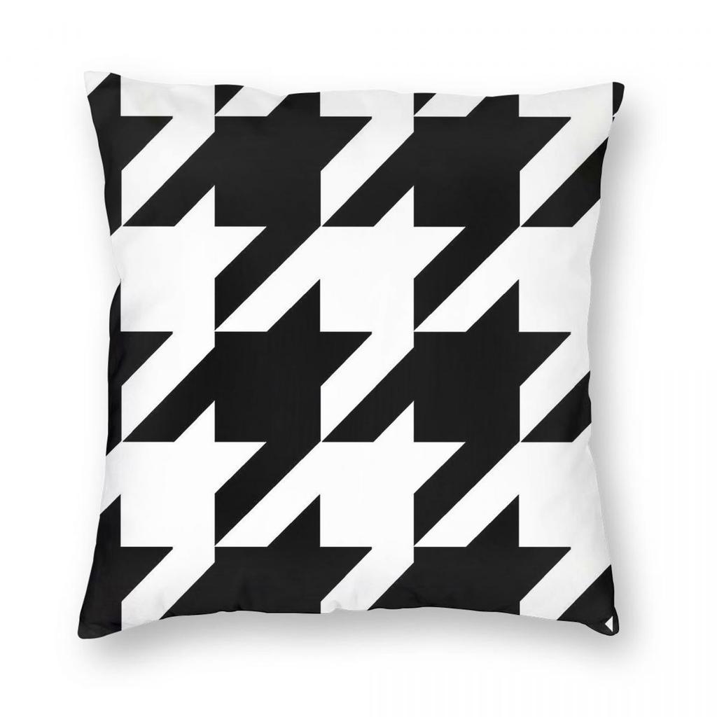 Classic Houndstooth Large Square Pillowcase Polyester Linen Velvet Creative Decor Throw Pillow Case Sofa Seater Cover Wholesale